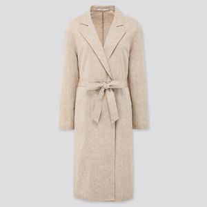 Beige Uniqlo Linen Cotton Coat